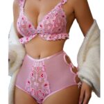 Sexy Lingerie Set - Erotic Underwear with Heart Lace and Hollow Design - imagine 5