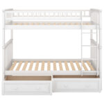 Twin over Twin Bunk Bed with Drawers  Convertible Beds  White - imagine 10