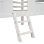 Twin Size Low Loft House Bed with Roof and Two Front Windows White - imagine 6