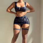 Sexy Transparent Lace Pure Desire Ultra Short Skirt with Net Stockings Separated Lingerie Set - imagine 3