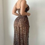Sexy Transparent Leopard Print Nightgown and Lingerie Set - imagine 3