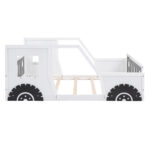 Full Size Classic Car-Shaped Platform Bed with Wheels White - imagine 10