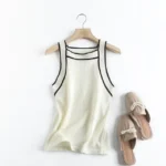 Women Sexy Contrast Sleeveless Backless Top Fashion Elegant Crossover V Neck Casual Vest Summer Female High Street Tops - imagine 10