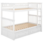 Twin over Twin Bunk Bed with Drawers  Convertible Beds  White - imagine 3