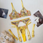 Transparent Floral Embroidered Lingerie Set - Exquisite and Sexy Underwear - imagine 6