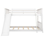Full over Full Bunk Bed with Convertible Slide and Ladder White - imagine 3