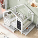 Full House Bed with Blackboard and Drawers Two assembly options White - imagine 5