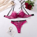 Purple Bra Set Embroidered Perspective Fun Underwear Underwear with Steel Rim