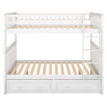 Full over Full Bunk Bed with Drawers Convertible Beds White - imagine 2