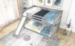 Full over Full Bunk Bed with Convertible Slide and Ladder  Gray - imagine 5