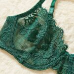 Green Women's Underwear Ultra-thin Transparent Lace Bra Sexy Steel Ring Gathered Thin Bra Set - imagine 3