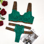 New hot selling sexy leopard print lace bra set, big chest cross-border erotic lingerie in stock - imagine 8