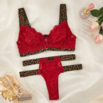 New hot selling sexy leopard print lace bra set, big chest cross-border erotic lingerie in stock - imagine 7