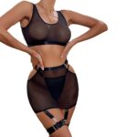 Seductive Transparent Sexy Mesh Top Women's Lingerie Four-Piece Set - imagine 5