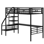 Metal Loft Bed Frame with Desk No Box Spring Needed Twin Black - imagine 8