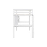 Twin Loft Bed with built-in desk and bookcase of three compartments, Guardrails and Ladder,White - imagine 13