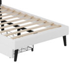 Twin cushion princess bed with crown headboard and 2 drawers with headboard and footrest, pink+white - imagine 11