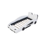 Twin Size Race Car-Shaped Platform Bed with Wheels, White - imagine 13