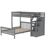 Twin over Full Loft Bed with Staircase Gray - imagine 5