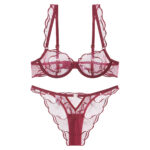 Style Lingerie Sexy Ultra-thin Pure Desire Embroidered Lace Bra Set for Large Breasts and Plus Size