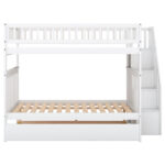 Full over Full Bunk Bed with Trundle and Staircase White - imagine 2
