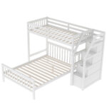 Twin over Full Loft Bed with Staircase,White - imagine 16