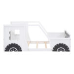 Twin Size Classic Car-Shaped Platform Bed with Wheels White - imagine 13