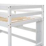 Twin Loft Bed with built-in desk and bookcase of three compartments, Guardrails and Ladder,White - imagine 10