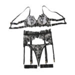 Sexy hollow underwear four piece set ultra-thin mesh see through erotic bra set
