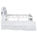 Full Size Platform Bed with Storage LED Headboard  Twin Size Trundle and 3 Drawers White - imagine 10