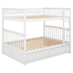 Full over Full Bunk Bed with Drawers Convertible Beds White - imagine 7
