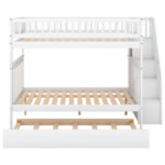 Full over Full Bunk Bed with Trundle and Staircase White - imagine 5