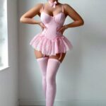 Cross-border Pure Desire Shapewear Jumpsuit with Suspender Stockings Set Erotic Lingerie Sexy Mesh Bow Suspenders Lace Dress - imagine 3