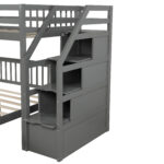 Twin over Full Loft Bed with Staircase Gray - imagine 12