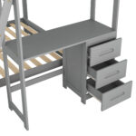 Twin over Full Bunk Bed with Built-in Desk and Three Drawers Grey - imagine 10