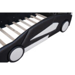 Twin Size Race Car-Shaped Platform Bed with Wheels, Black - imagine 4