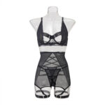Sexy Strap Perspective Mesh Underwear Set - imagine 5