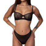 Sexy Black Ultra-thin Mesh Transparent Push-up Bra Set
