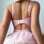 Cross-border Pure Desire Shapewear Jumpsuit with Suspender Stockings Set Erotic Lingerie Sexy Mesh Bow Suspenders Lace Dress - imagine 4