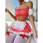 Sexy and Tempting Lingerie 4-Piece Set Passionate Maid Uniform for Women - imagine 6