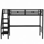 Metal Loft Bed Frame with Desk No Box Spring Needed Twin Black - imagine 12