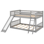 Full over Full Bunk Bed with Convertible Slide and Ladder  Gray - imagine 9