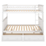 Full over Full Bunk Bed with Drawers Convertible Beds White - imagine 10