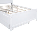 Full Size Platform Bed with Storage LED Headboard  Twin Size Trundle and 3 Drawers White - imagine 2