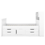 Twin Size Captain Platform Bed Frame with Storage Bookcases and Shelves,Four Drawers,White - imagine 18