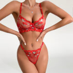 Sexy Sheer Underwear Set for Women - Transparent Push-Up Comfortable Lace-Up Two-Piece Suit - imagine 4