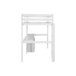 Twin Loft Wood Bed with Under-bed, Built-in Desk, a Storage Cabinet of 2 Drawers, Guardrails, Ladder,White - imagine 17