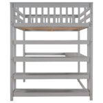 Full Size Loft Bed with Storage Shelves and Under-bed Desk, Gray - imagine 5