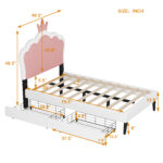 Twin cushion princess bed with crown headboard and 2 drawers with headboard and footrest, pink+white - imagine 13