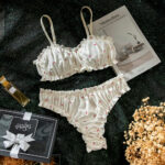 Sexy Gathered Comfortable Printed Shirred Ruffled Heavy Work Underwear Set for Women - imagine 6